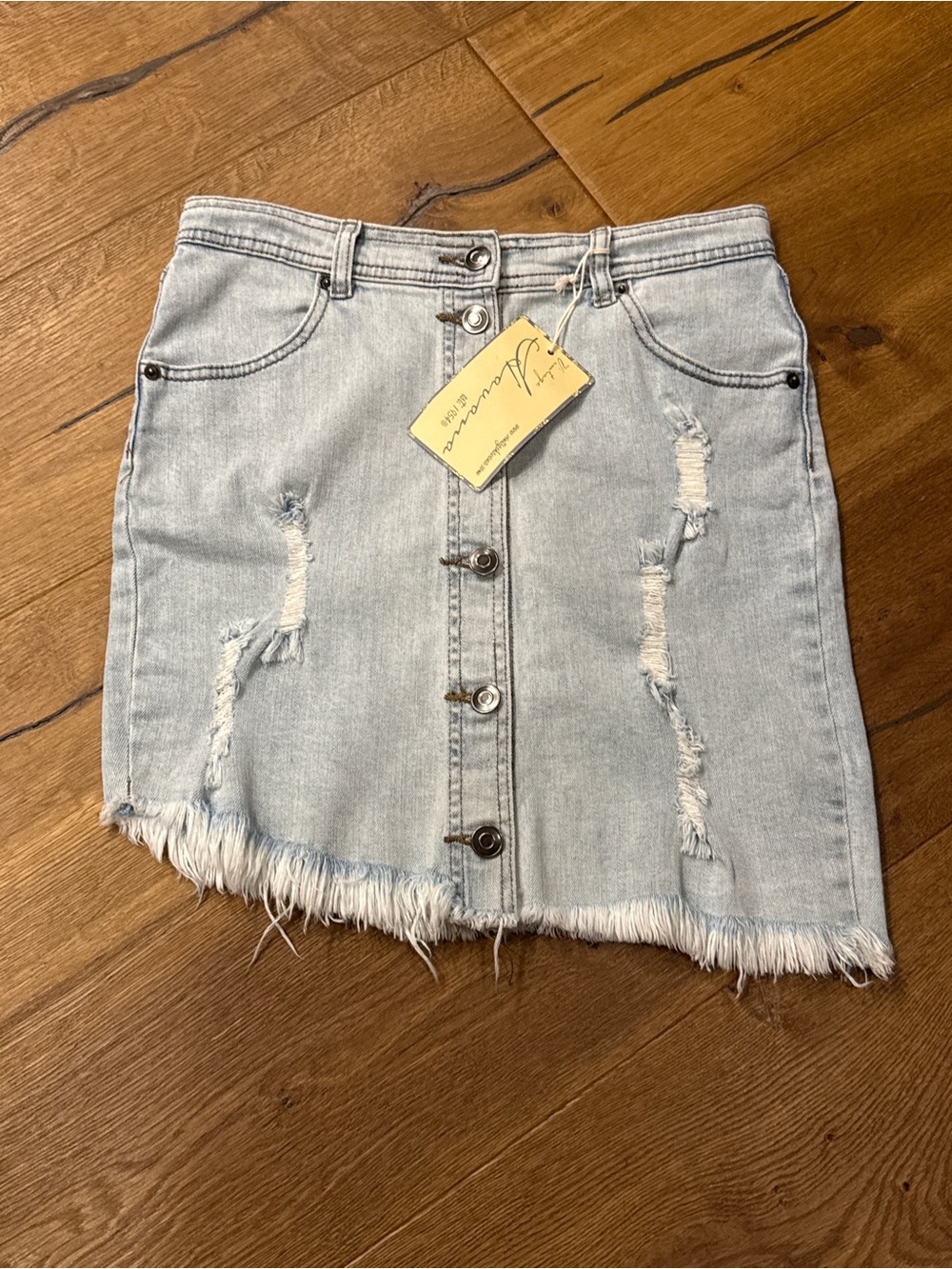 Vintage Havana Light Wash Denim Asymmetrical Skirt